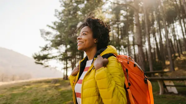 Walking alone outside 