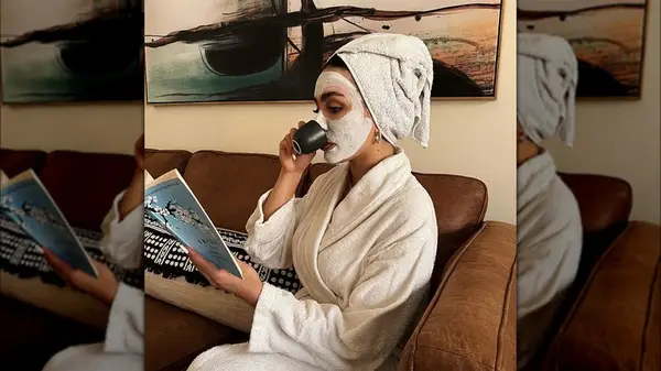 Woman wearing a skincare mask