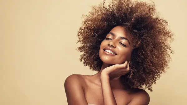 Woman with curly hair