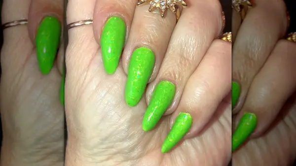 Neon green glitter nails