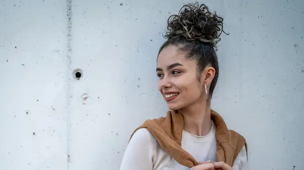 Woman with messy bun