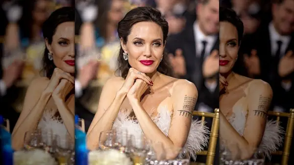 Angelina Jolie sitting down at the 2018 Critics Choice Awards