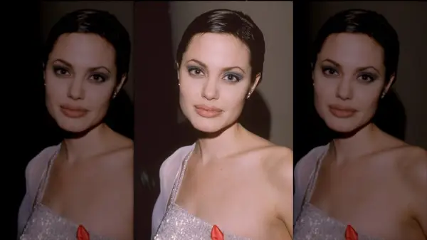 Angelina Jolie with short hair at the 1998 Golden Globes