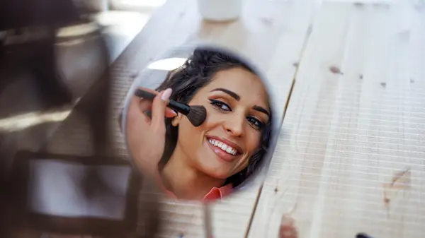 Close up of blush and brushes