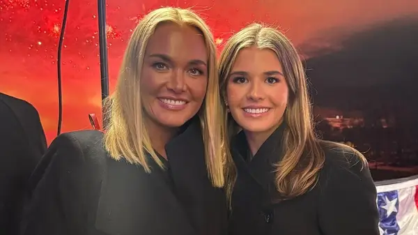 Vanessa Trump posting with Kai Trump wearing dark fake tan