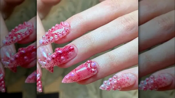 Painted pearl nail art