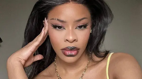 woman posing with dark lipstick