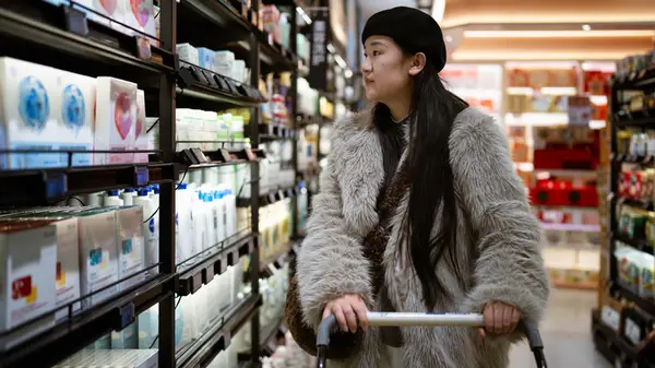 Woman shopping for skincare products