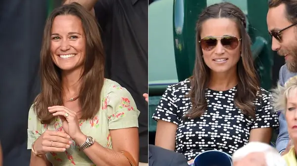 Pippa Middleton at Wimbledon in 2015, side by side photos