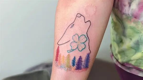 Colorful tattoo on limb