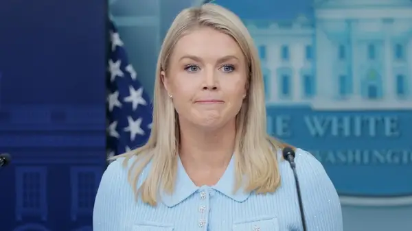 Karoline Leavitt speaking at the White House