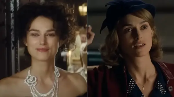 Keira Knightley in movie stills wearing wigs