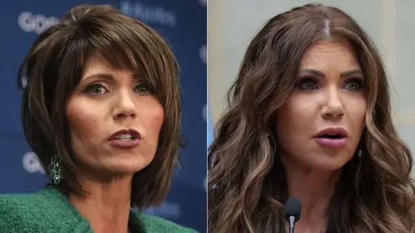Kristi Noem in 2014 and 2025, side by side photos
