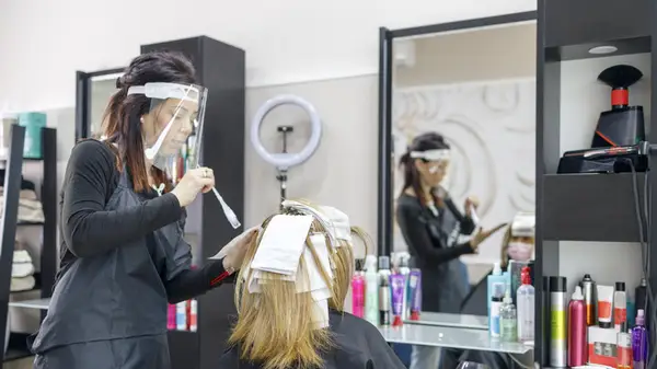 woman with different color highlights