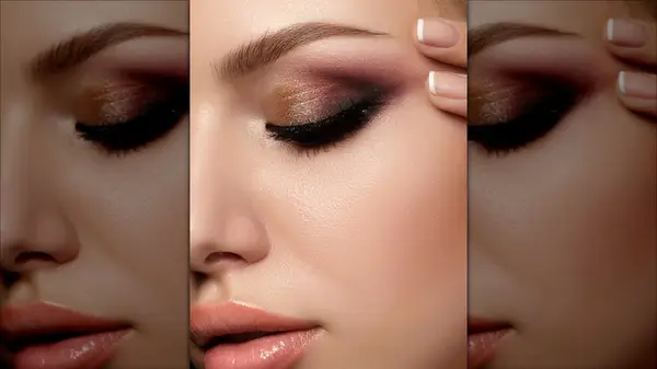 Close up of gold bronze eyeshadow look