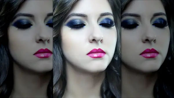 Close up of blue shimmery eyeshadow