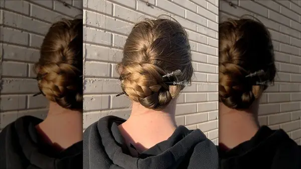 Woman with French braid bun