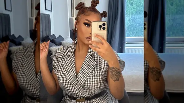 Woman with bantu knots