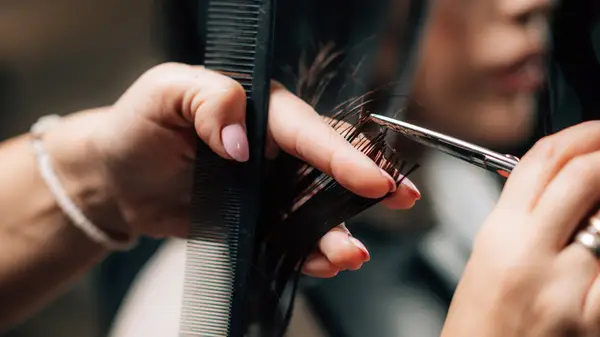 Close-up of wet-cutting