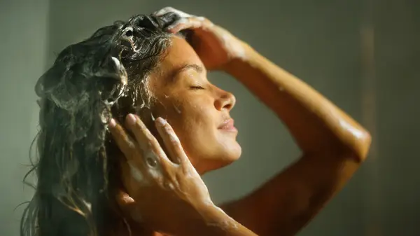 Woman washing her hair