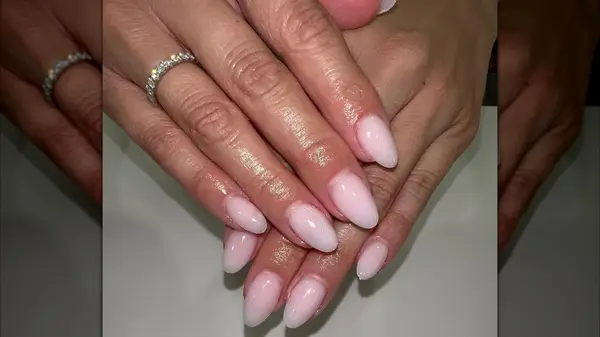 Pale pink almond nails on Instagram