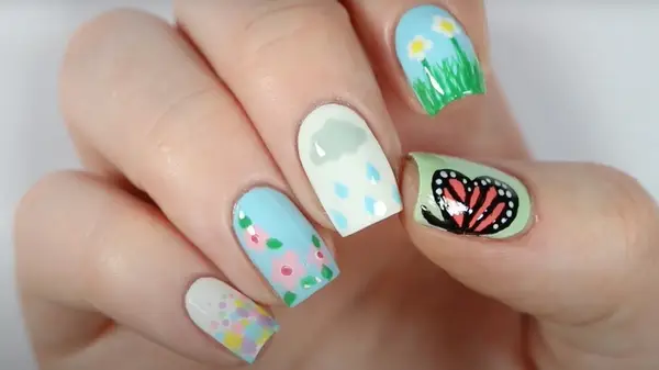 Spring theme nails on YouTube