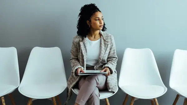 Woman in a waiting room