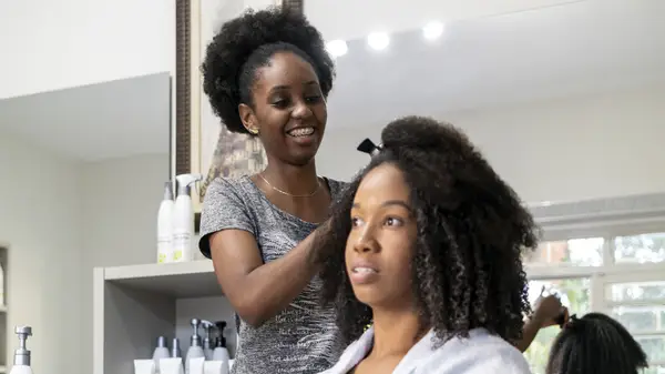 Woman having a haircut