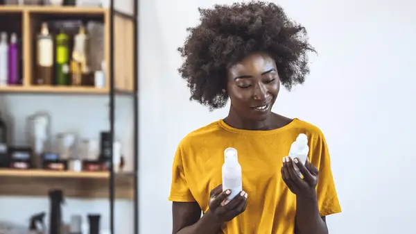 Woman looking at hair products