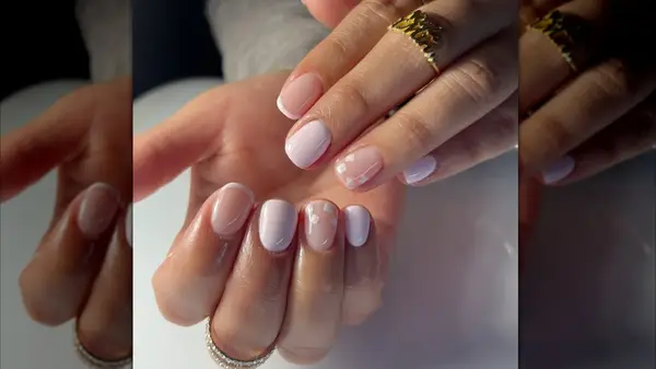 Pink and white nails on Instagram