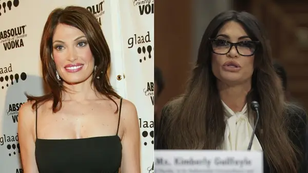 Kimberly Guilfoyle in 2004 and 2025, side by side photos