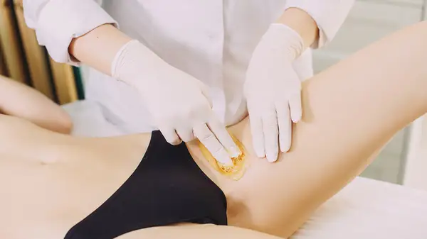 Person getting bikini wax
