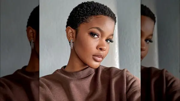 Person with velvet crop hair