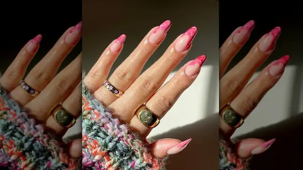 mixed swirl ombré lip gloss nails