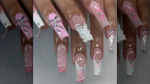 Long, glossy nails
