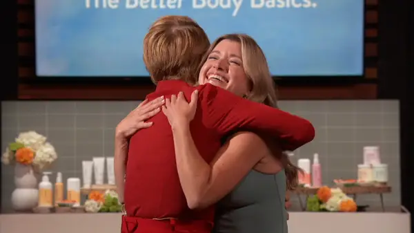 Sarah Moret hugs Barbara Corcoran on Shark Tank Season 13