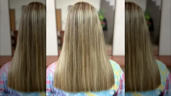 Woman with all one length hair