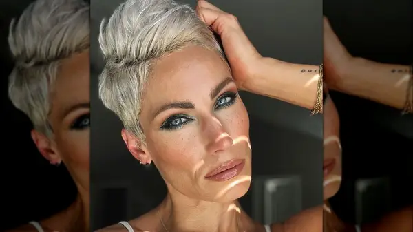 Woman with pompadour hair