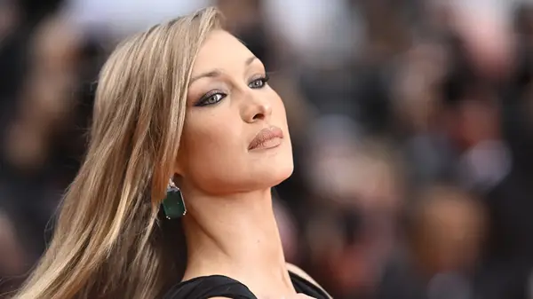 Bella Hadid with blond hair at the Cannes Film Festival in May 2025