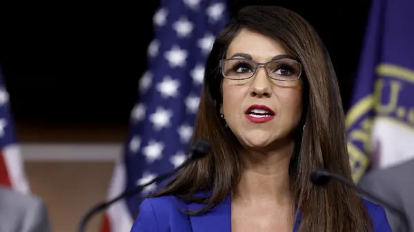 Lauren Boebert speaks at a political rally