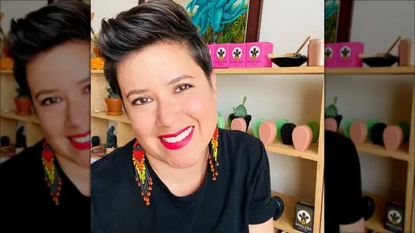 Sandra Velasquez with products