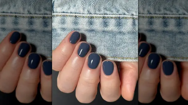 Deep slate blue manicure