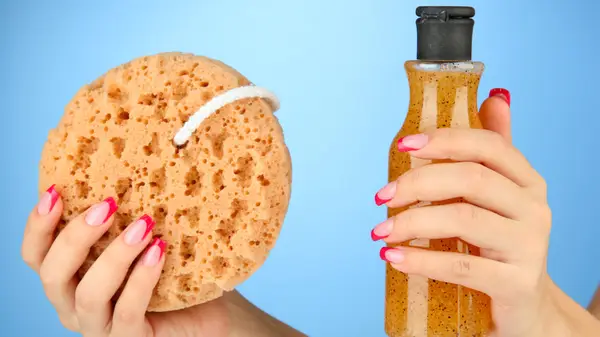 Long nails, sponge and shampoo