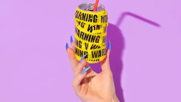 Stiletto blue nails holding can