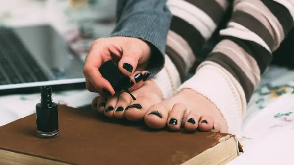 Black pedicure