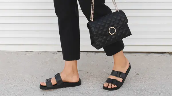 Woman wearing sandals