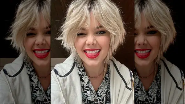 Woman with a bixie hair cut