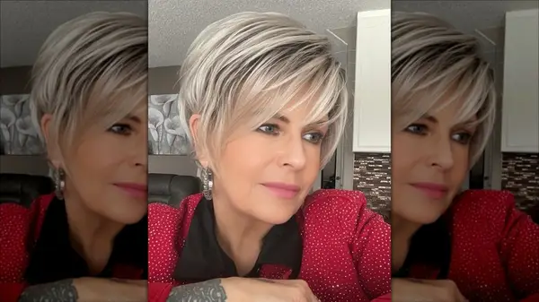 Woman with shaggy crop hair