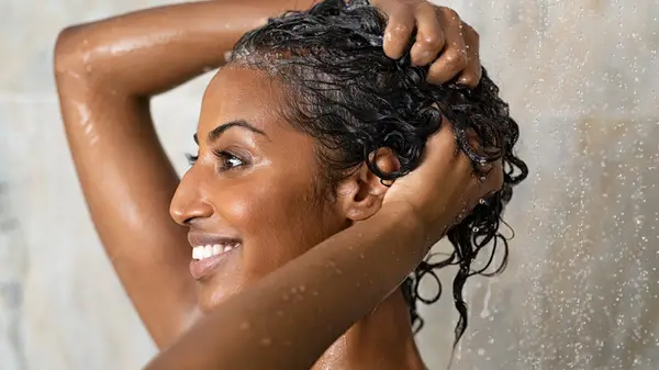 Woman washing her hair