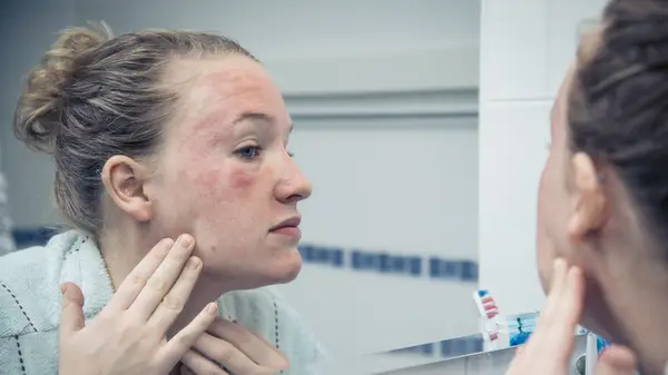 Woman with sensitive skin